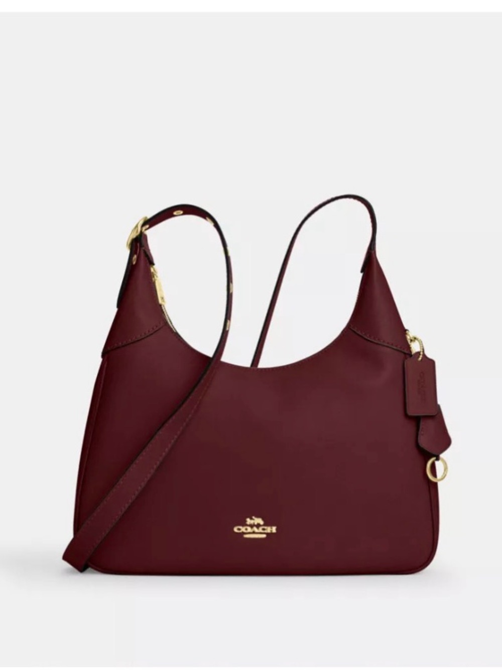 ♥️Coach NEW Maroon Smooth Leather Ella Shoulder Bag with Gold Hardware